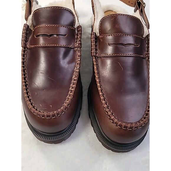 Dr Martens Slingback Chunky Loafers Brown M9 L10 Campus School College Preppy